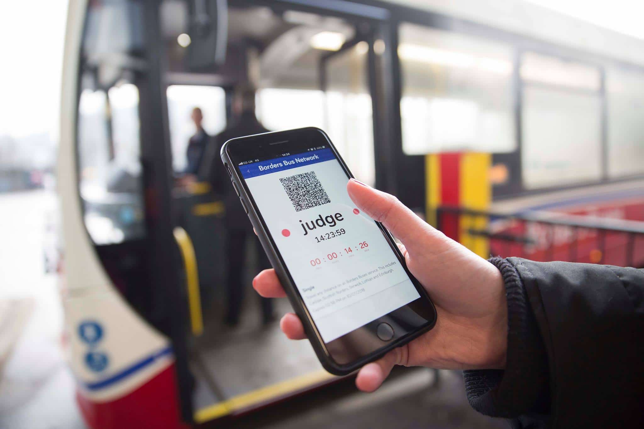 Borders Buses app being used on the bus
