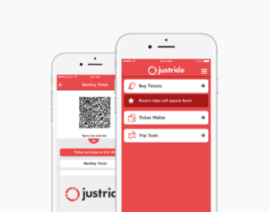 Justride mobile ticketing application and ticket