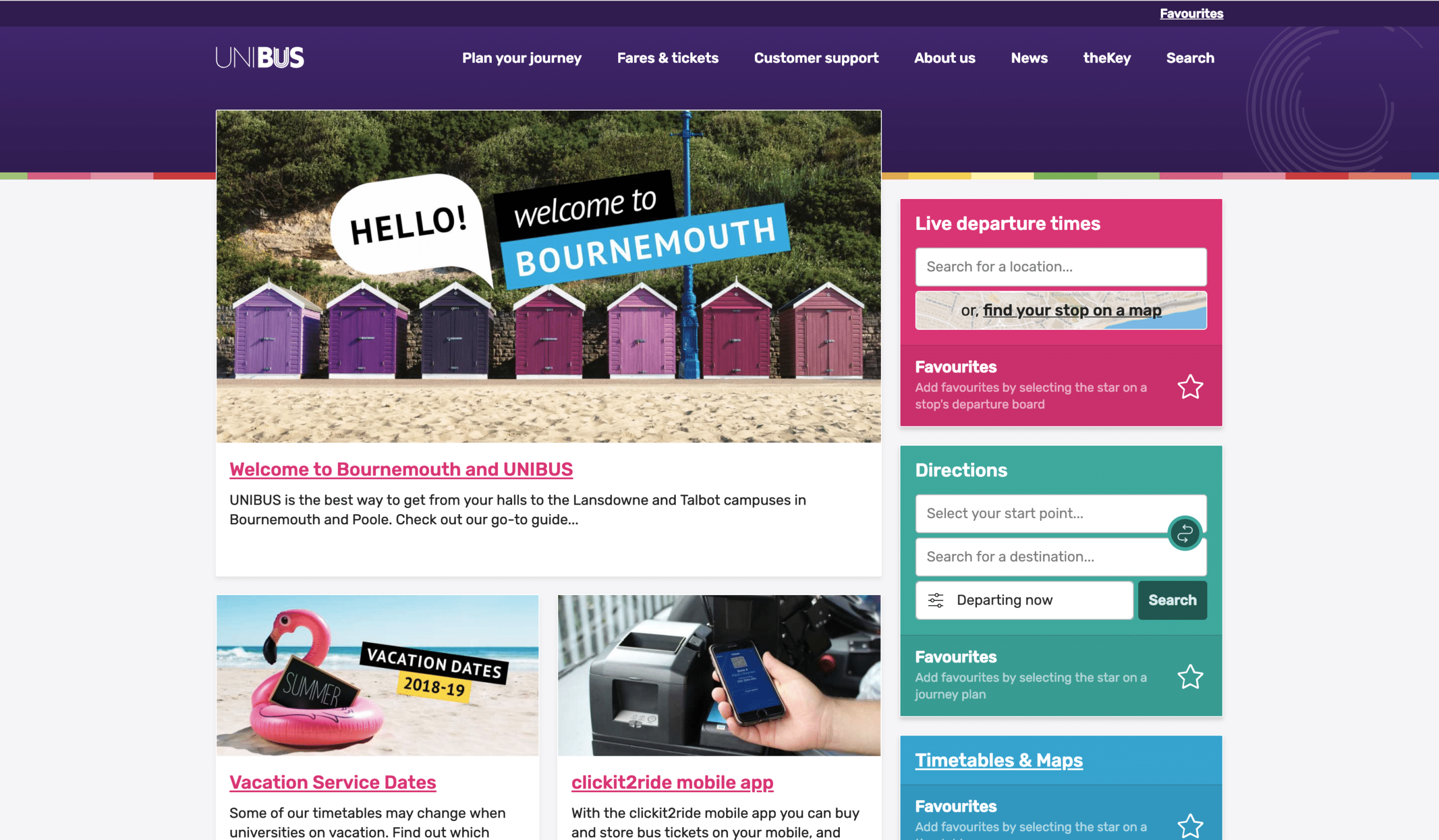 screenshot of the unilink website