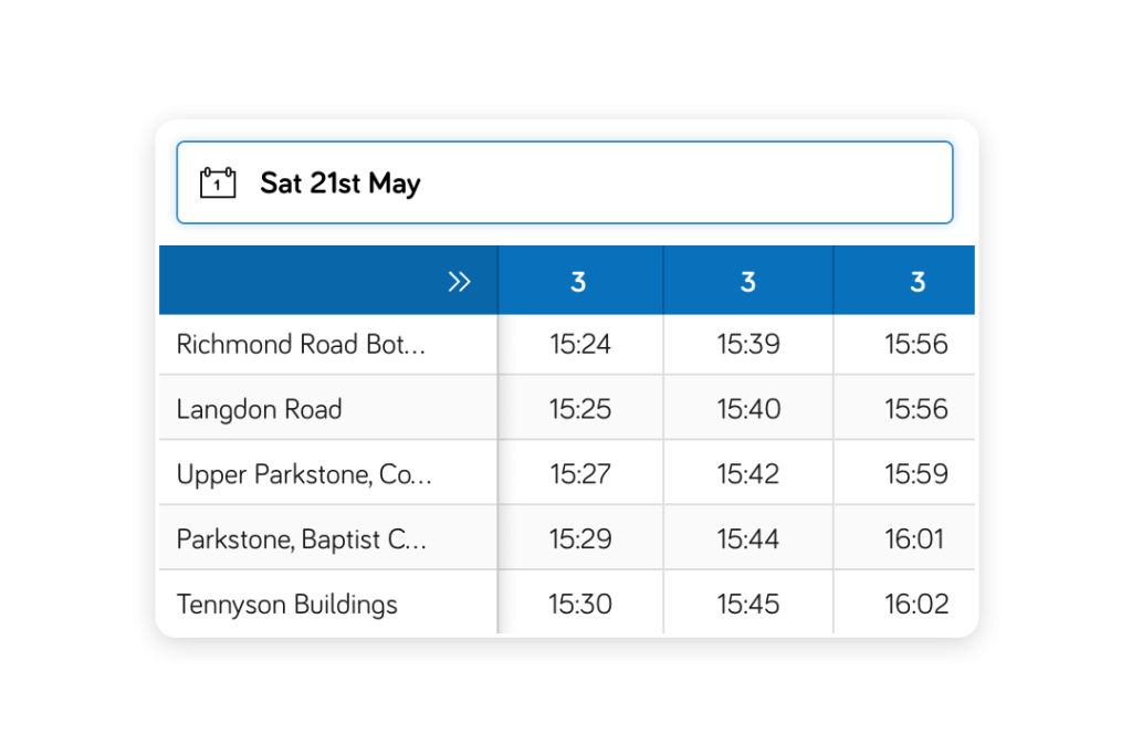 Timetables - product feature - up to date