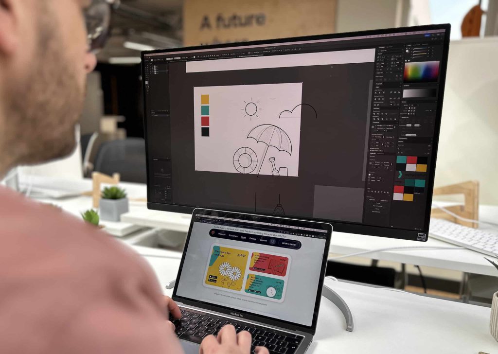 Operator marketing pack graphics being developed by a designer at Passenger