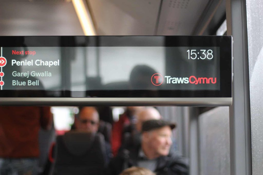 Next stop display on the Traws Cymru T1 bus