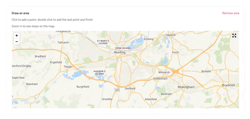 Ticket coverage area editor in Passenger Cloud