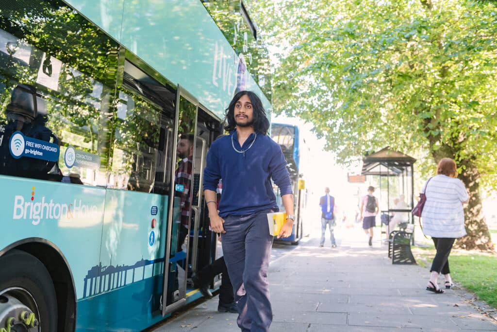 Go Ahead Group, Brighton and Hove Buses, people on the bus, stock, 2023